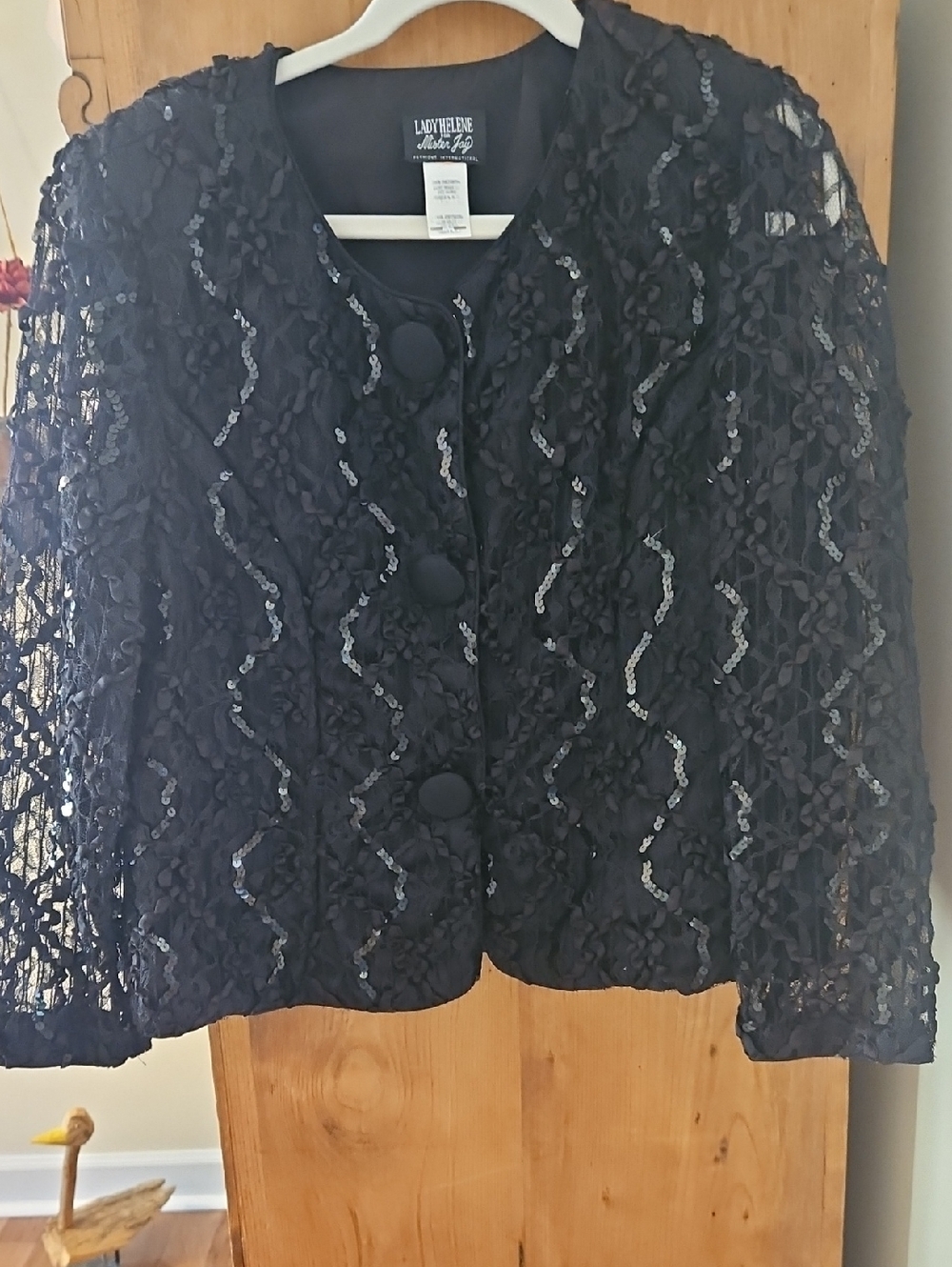 Vintage LadyHelene By Mister Jay. Embellished Black Lace Jacket